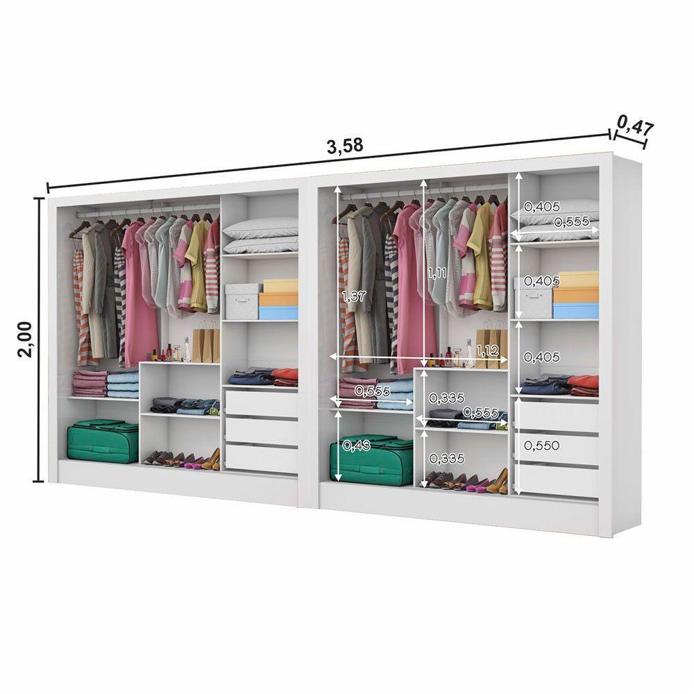 Closet Casal Duplo Dubai 6 Portas Plus 6 Gavetas Branco - 5