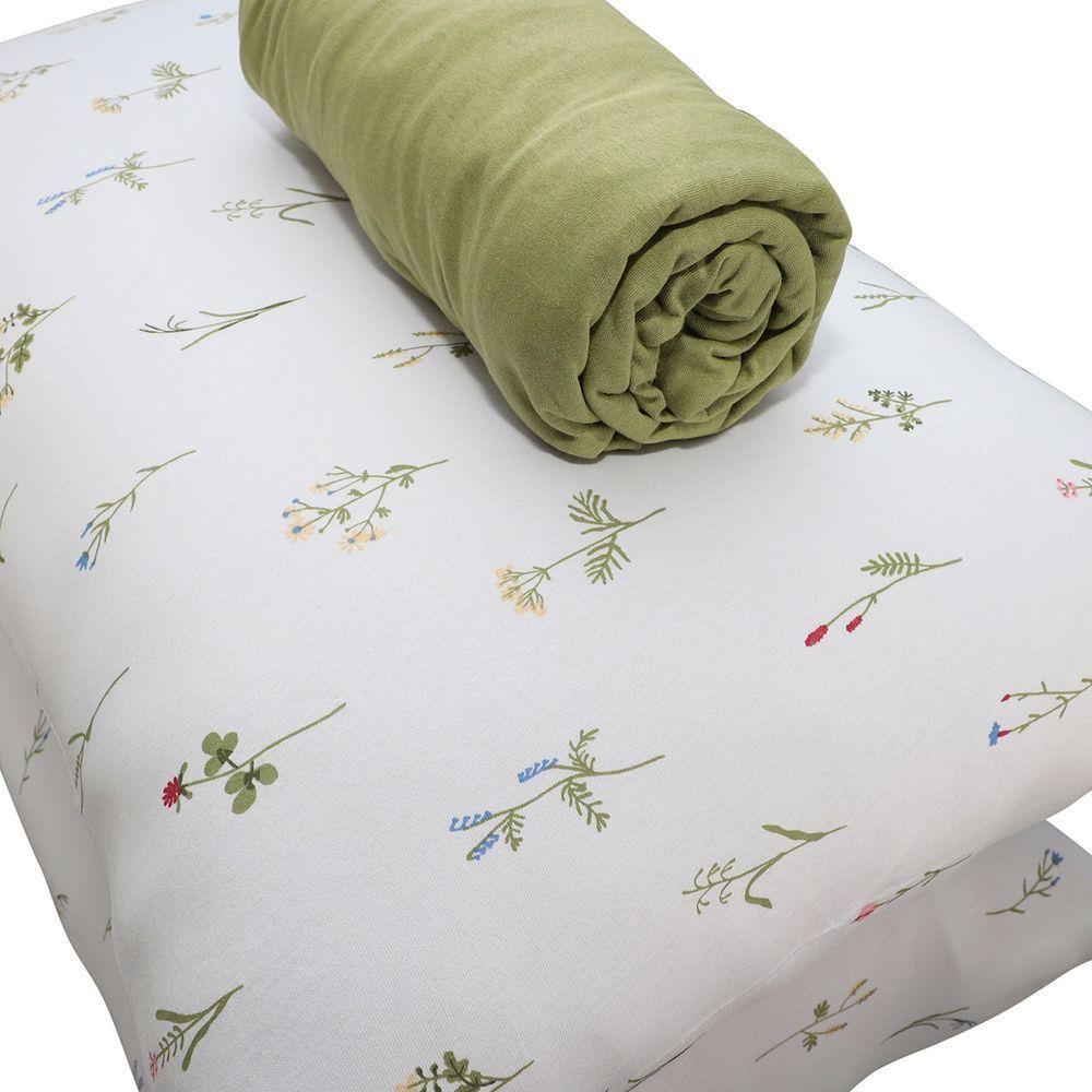 Jogo De Cama Portallar King Malha 100% Algodão Premiun Classic Vitoria 3 Peças Verde Pedra - 3