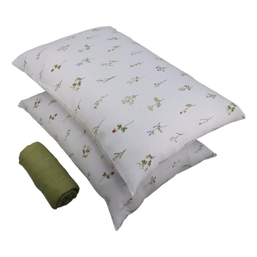 Jogo De Cama Portallar King Malha 100% Algodão Premiun Classic Vitoria 3 Peças Verde Pedra - 4