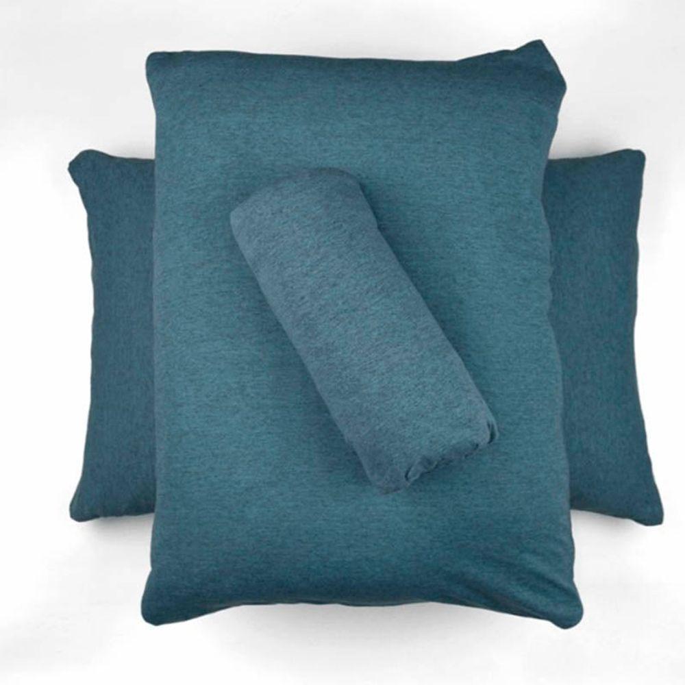 Jogo De Cama Buettner Casal Malha Mescla 3 Peças Azul - 1