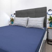 Jogo De Cama Portallar King Malha 100% Algodão Premiun Classic Paula 3 Peças Azul - 2