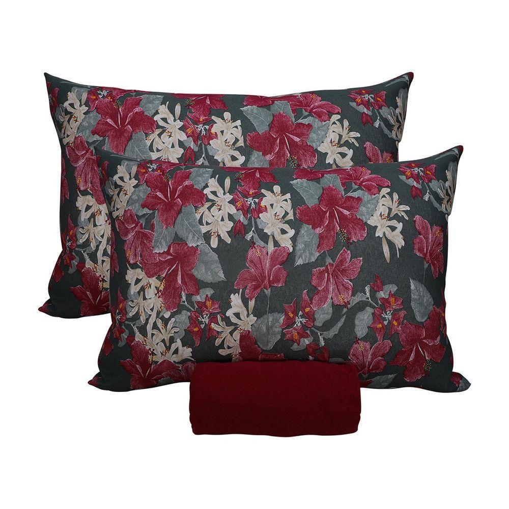 Jogo De Cama King Portallar Malha 100% Algodão Nápoles 3 Peças Vermelho - 1