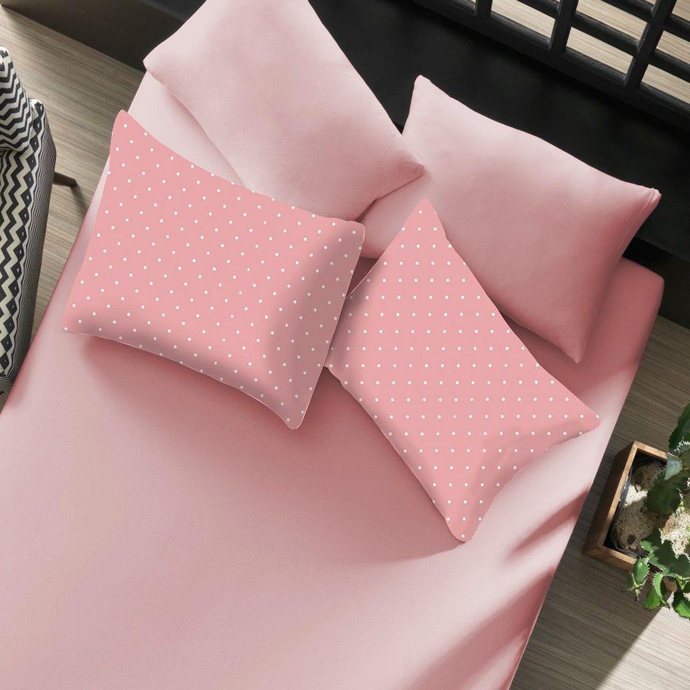 Jogo De Cama Casal Portallar Elegance Percal Misto 60/40 150 Fios 50% Algodão 50% Poliéster Poa 3 Peças Rosa Orquídea - 1
