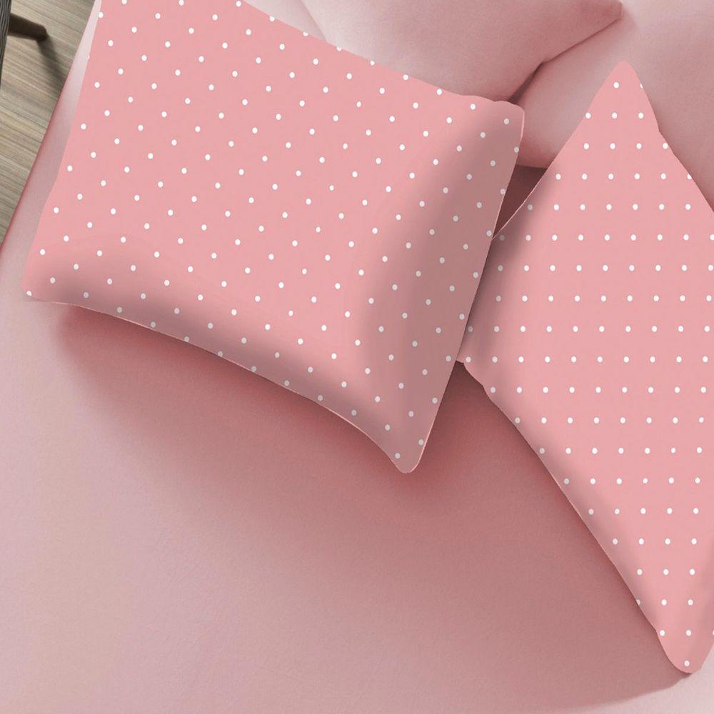 Jogo De Cama Casal Portallar Elegance Percal Misto 60/40 150 Fios 50% Algodão 50% Poliéster Poa 3 Peças Rosa Orquídea - 2