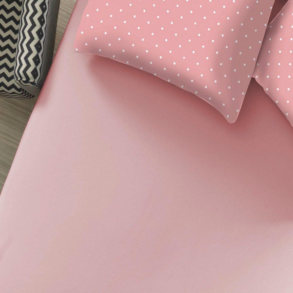 Jogo De Cama Casal Portallar Elegance Percal Misto 60/40 150 Fios 50% Algodão 50% Poliéster Poa 3 Peças Rosa Orquídea - 3