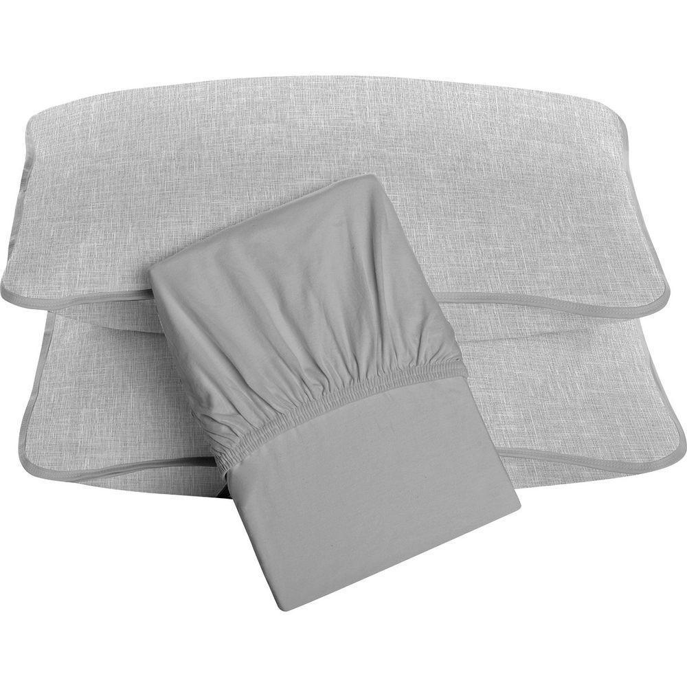 Jogo De Cama Tecebem Queen Malha 100% Algodão Brian 3 Peças Premium Cinza - 1