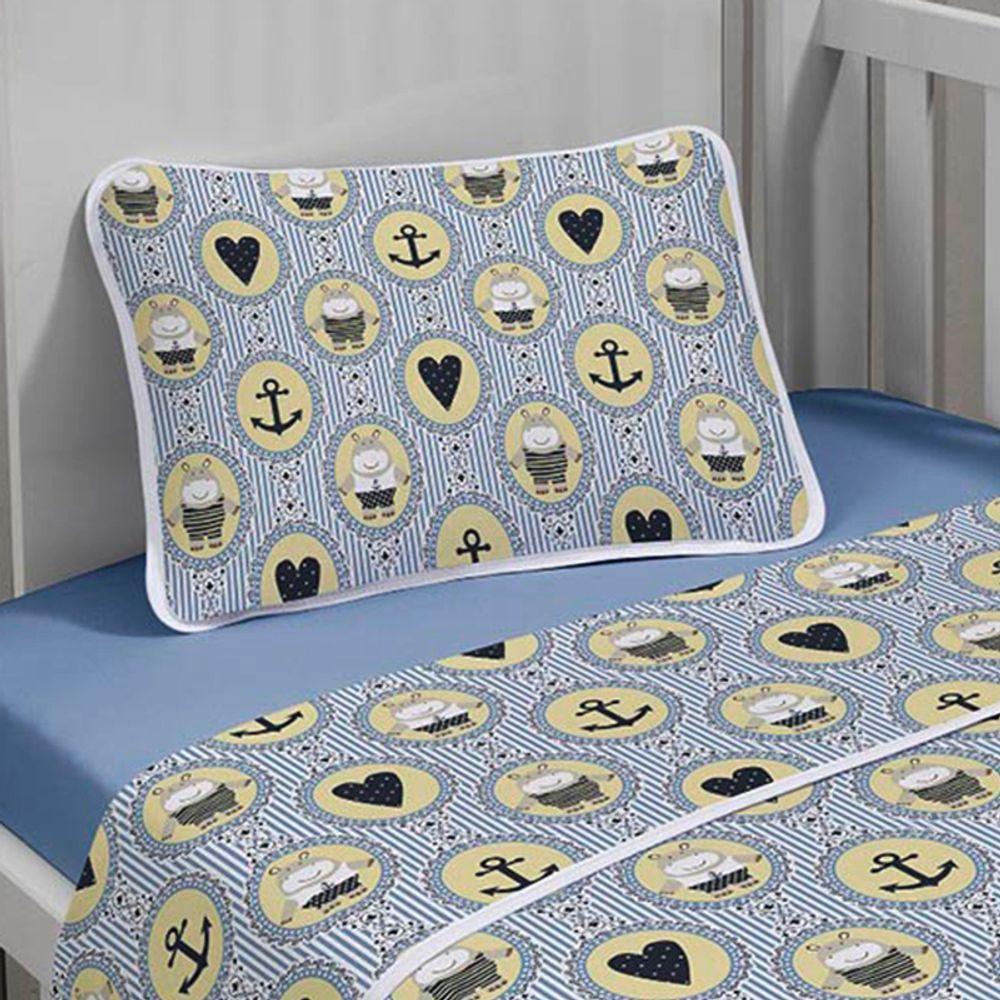 Jogo De Cama Tecebem Malha Mini Cama(montessoriana) Nino 3 Peças Azul - 2