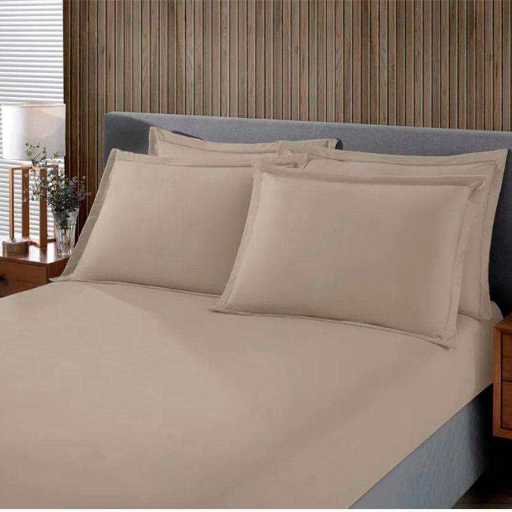 Jogo De Cama Buettner Queen Malha 100% Algodao Liso 3 Peças Image Bege - 2