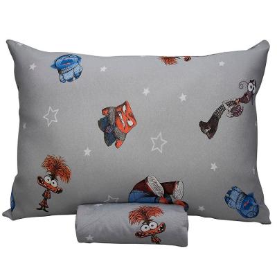 Jogo De Cama Portallar Solteiro Malha Mista Estampado Disney Divertidamente 2 Pçs Cinza