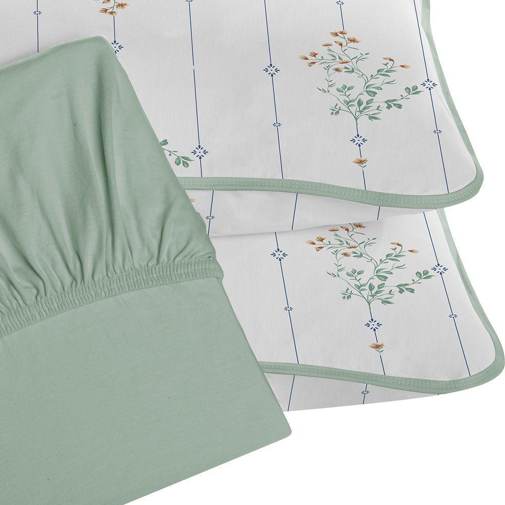 Jogo De Cama Tecebem Casal Malha 100% Algodão Fran 3 Peças Premium Verde - 2