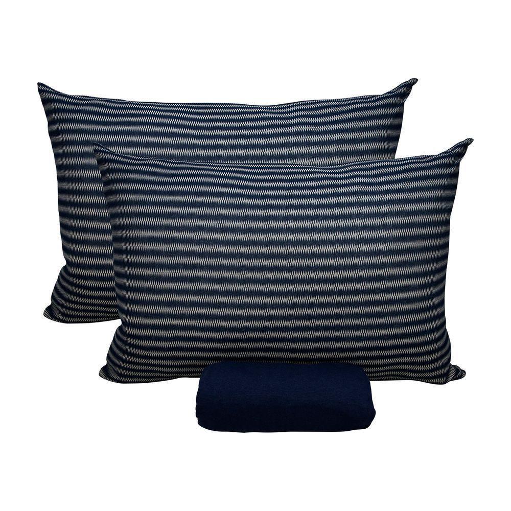 Jogo De Cama Queen Portallar Malha 100% Algodão Varsóvia 3 Peças Azul - 1