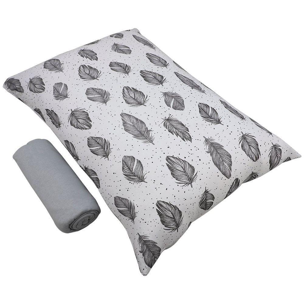 Jogo De Cama Solteiro Portallar Malha 100% Algodão Praga 2 Peças Cinza - 2