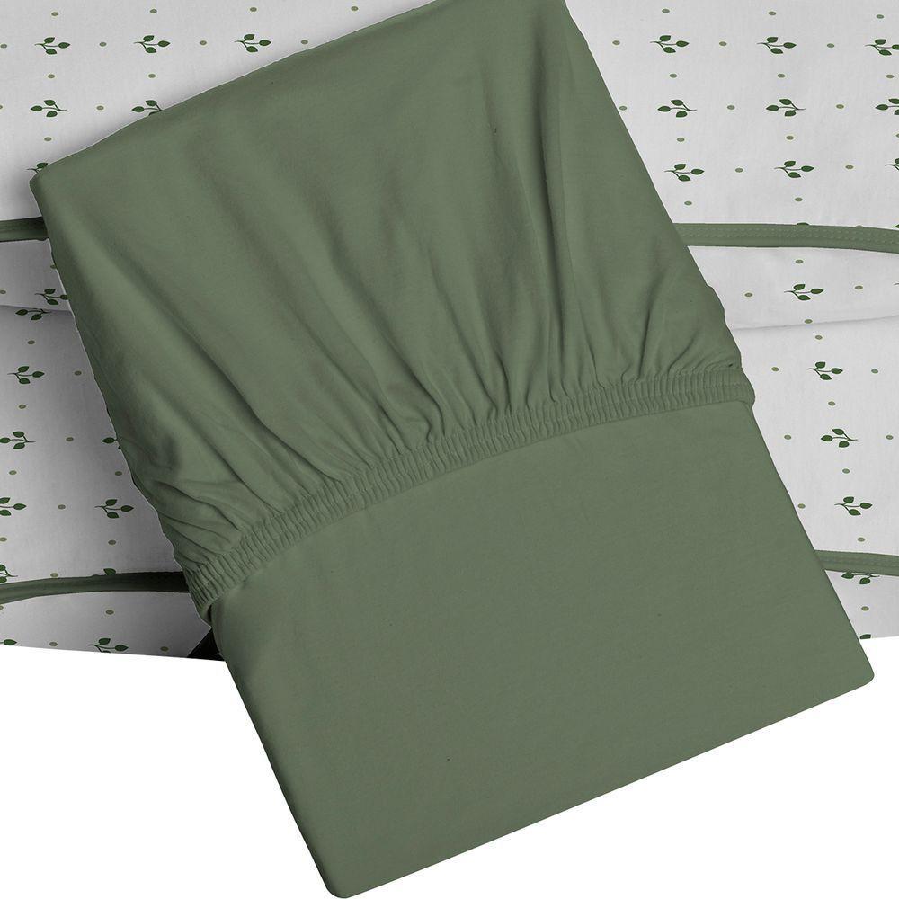 Jogo De Cama Tecebem Casal Malha 100% Algodão Hugo 3 Peças Premium Oliva - 3