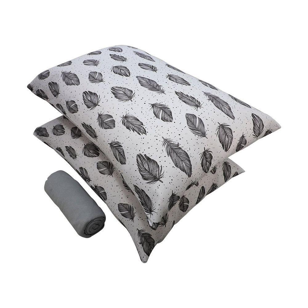 Jogo De Cama Casal Portallar Malha 100% Algodão Praga 3 Peças Cinza - 2