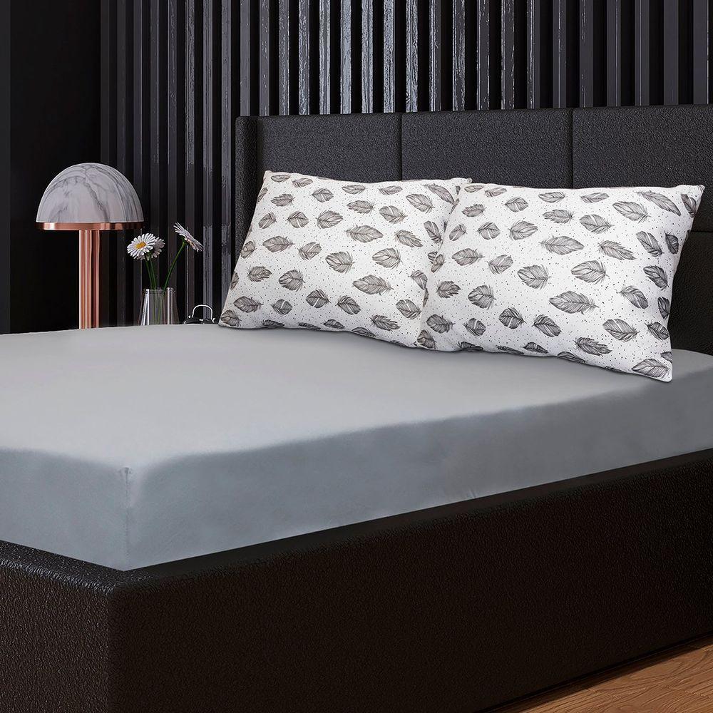 Jogo De Cama Casal Portallar Malha 100% Algodão Praga 3 Peças Cinza - 4