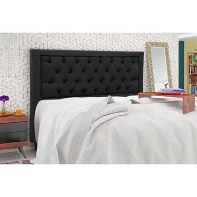 Cabeceira Solteiro 90cm Simbal Baronesa Veludo Preto