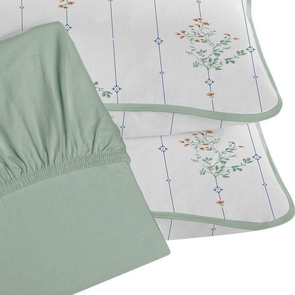 Jogo De Cama Tecebem King Malha 100% Algodão Fran 3 Peças Premium Verde - 2