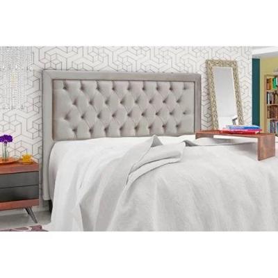 Cabeceira Queen 160cm Simbal Baronesa Veludo Bege Claro