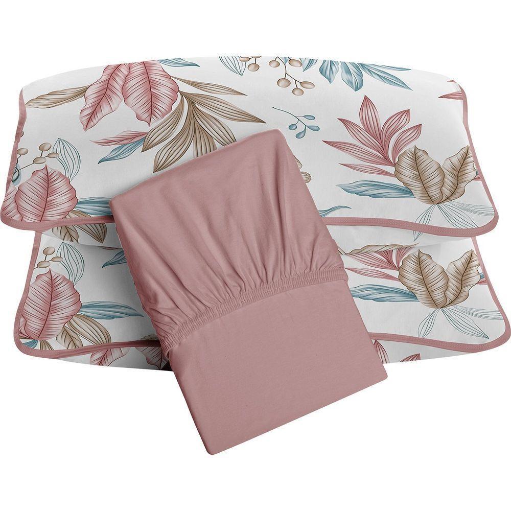 Jogo De Cama Tecebem Queen Malha 100% Algodão Yara 3 Peças Premium Rose - 1