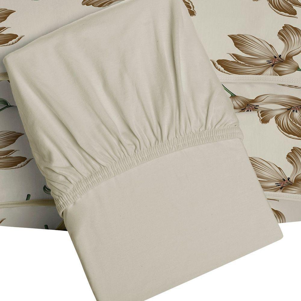 Jogo De Cama Tecebem Queen Malha 100% Algodão Tais 3 Peças Premium Baunilha - 3