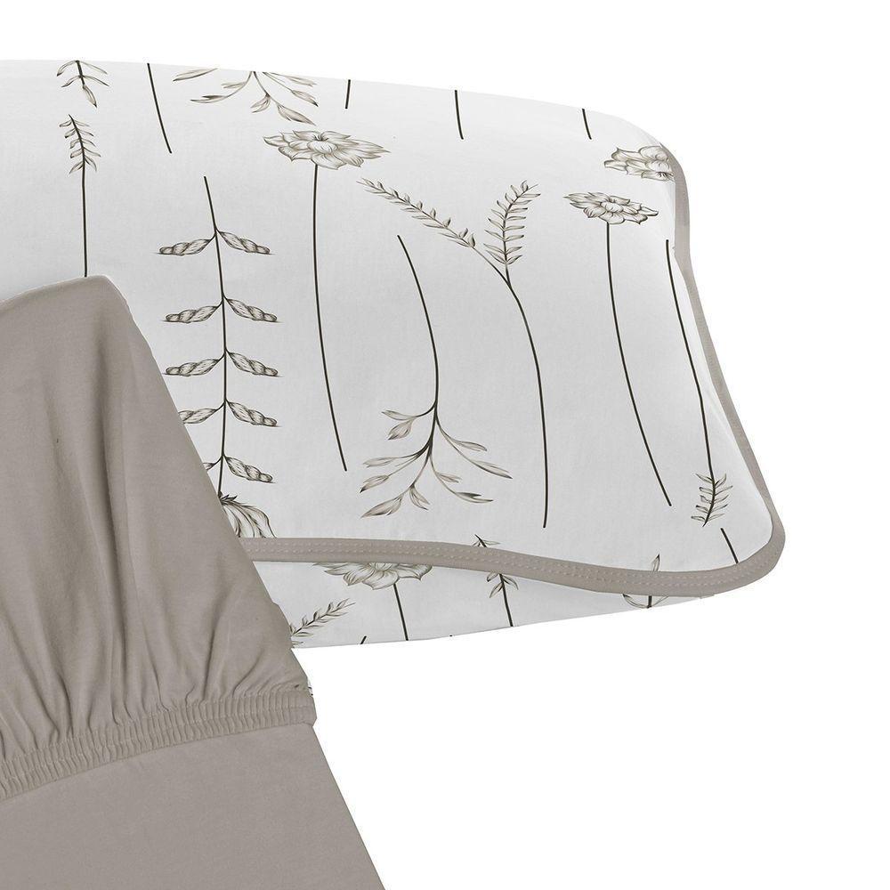 Jogo De Cama Tecebem Solteiro King Malha 100% Algodão Dora 2 Peças Premium Castanho - 2