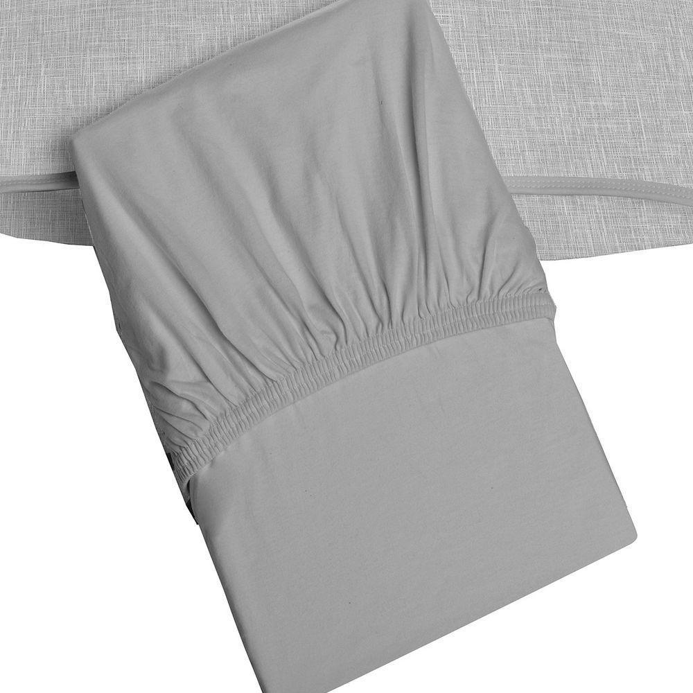 Jogo De Cama Tecebem Solteiro Malha 100% Algodão Brian 2 Peças Premium Cinza - 3