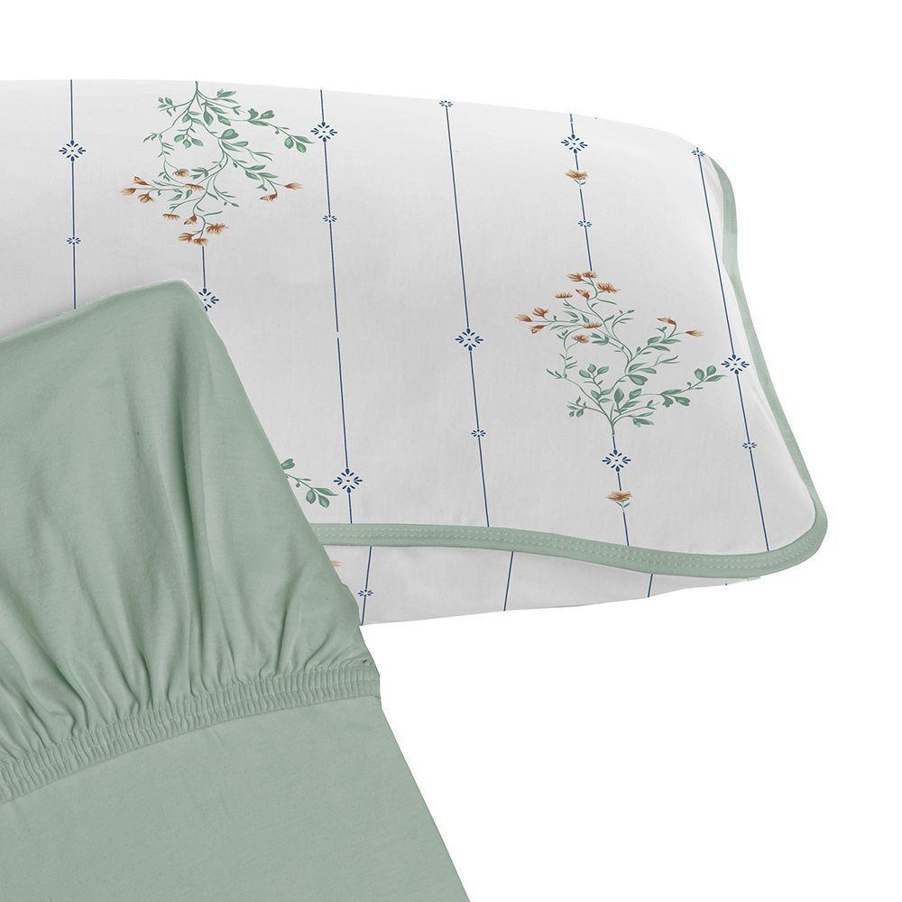 Jogo De Cama Tecebem Solteiro King Malha 100% Algodão Fran 2 Peças Premium Verde - 2