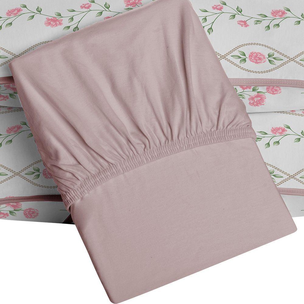 Jogo De Cama Tecebem Casal Malha 100% Algodão Grazi 3 Peças Premium Rosinha - 3