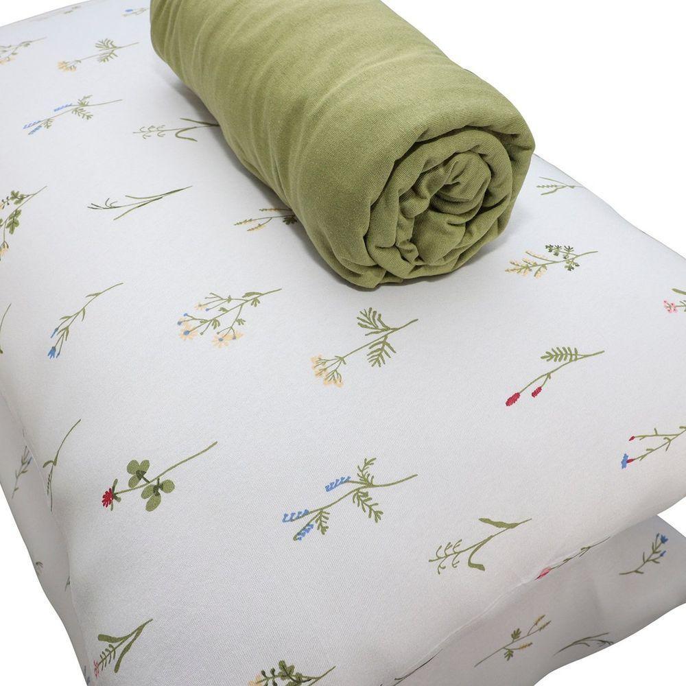 Jogo De Cama Portallar Casal Malha 100% Algodão Premiun Classic Vitoria 3 Peças Verde Pedra - 3