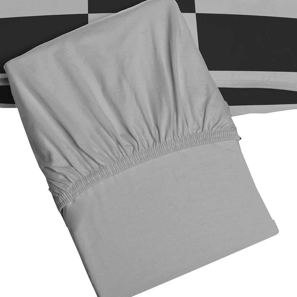 Jogo De Cama Tecebem Solteiro King Malha 100% Algodão Eric 2 Peças Premium Cinza - 3