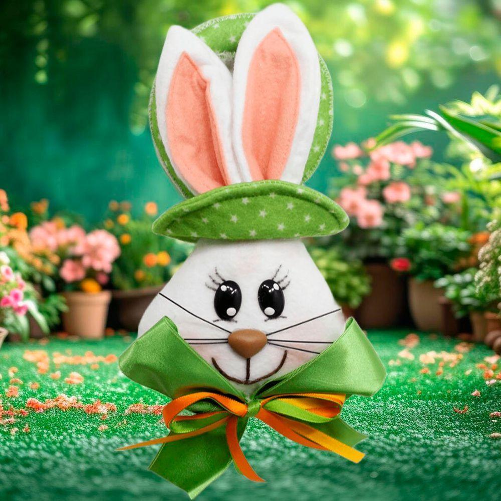 Kit 6 Pendente Páscoa Coelho Para Porta Verde Enfeite 23cm - 2