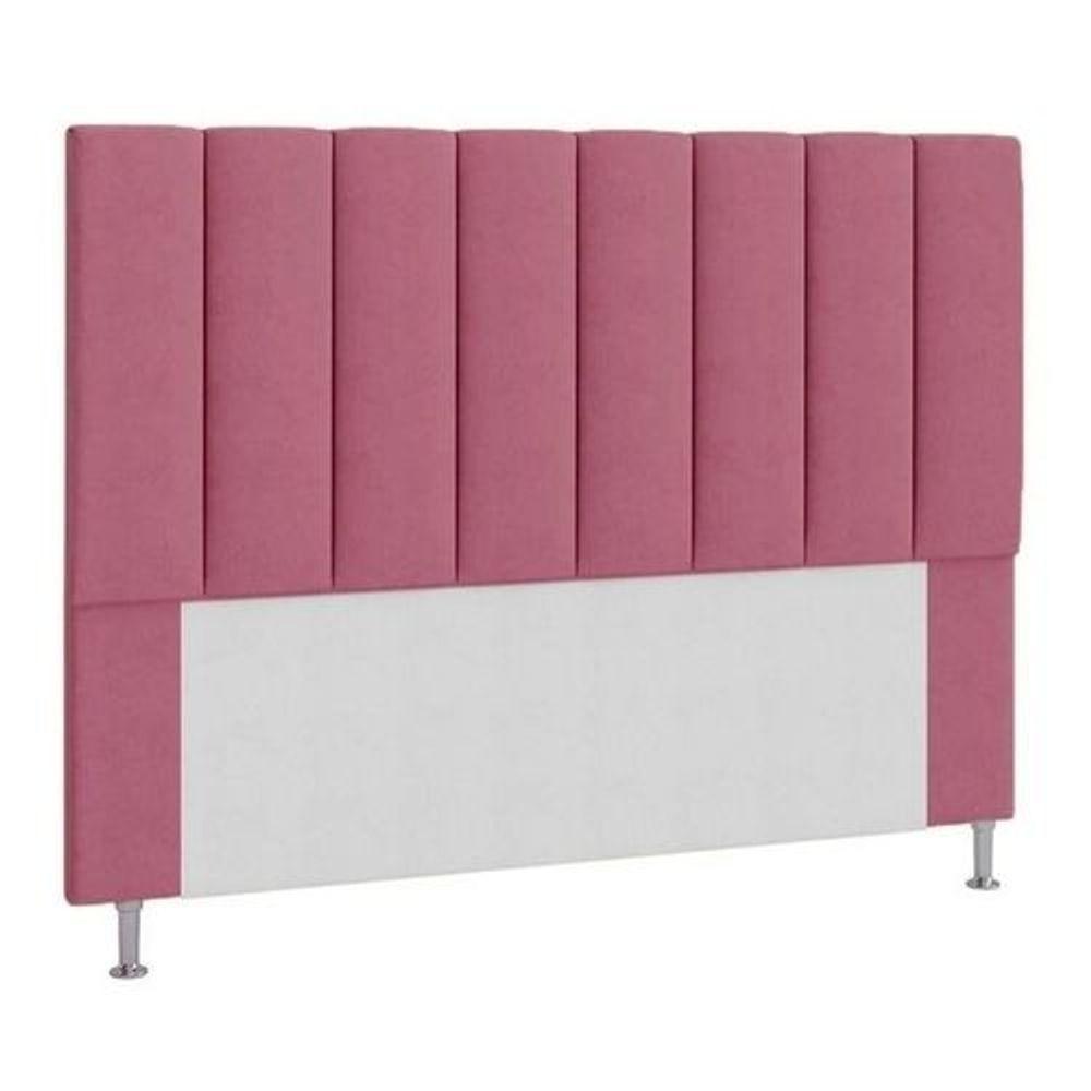 Cabeceira Estofada Cama Box Casal 140 Cm Rosa - 1