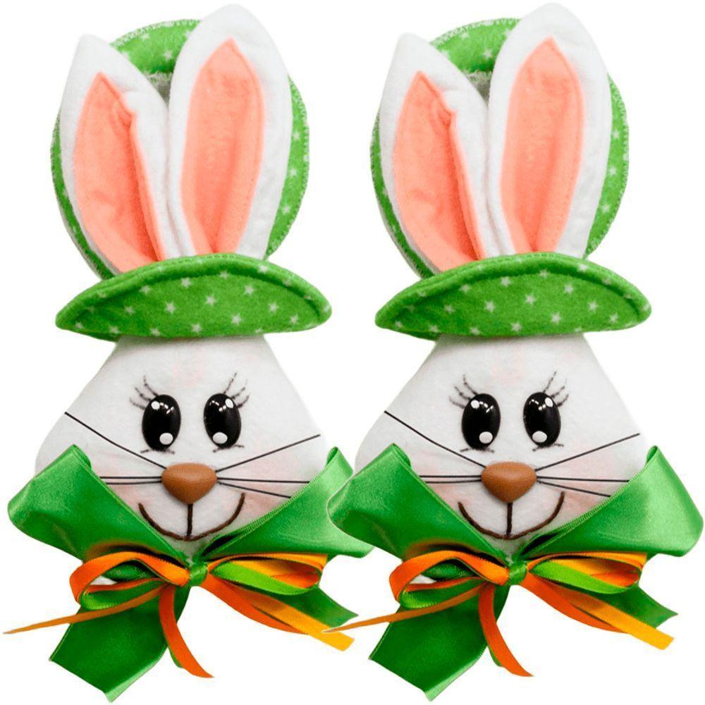 Kit 4 Pendente Páscoa Coelho Para Porta Verde Enfeite 23cm - 1