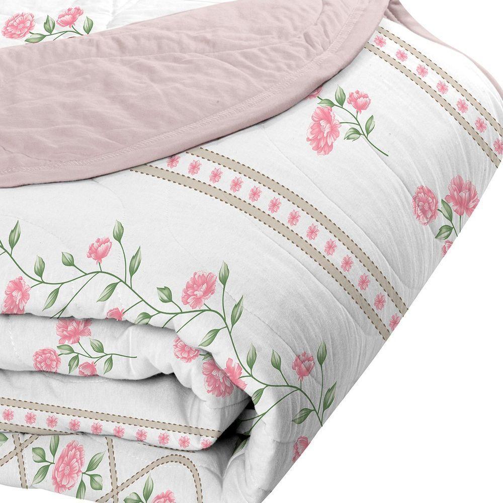 Cobre Leito Tecebem King Malha 100% Algodão Estampado Em Matelassê Grazi 240x280m Rosinha - 3