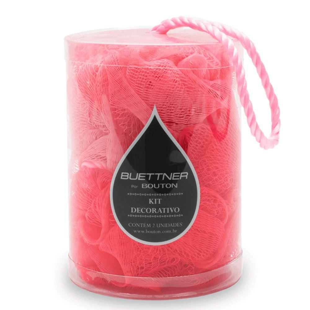 Esponja De Banho Buettner Pote C/ 2 Unidades C/ Cordão Nylon Rosa - 2