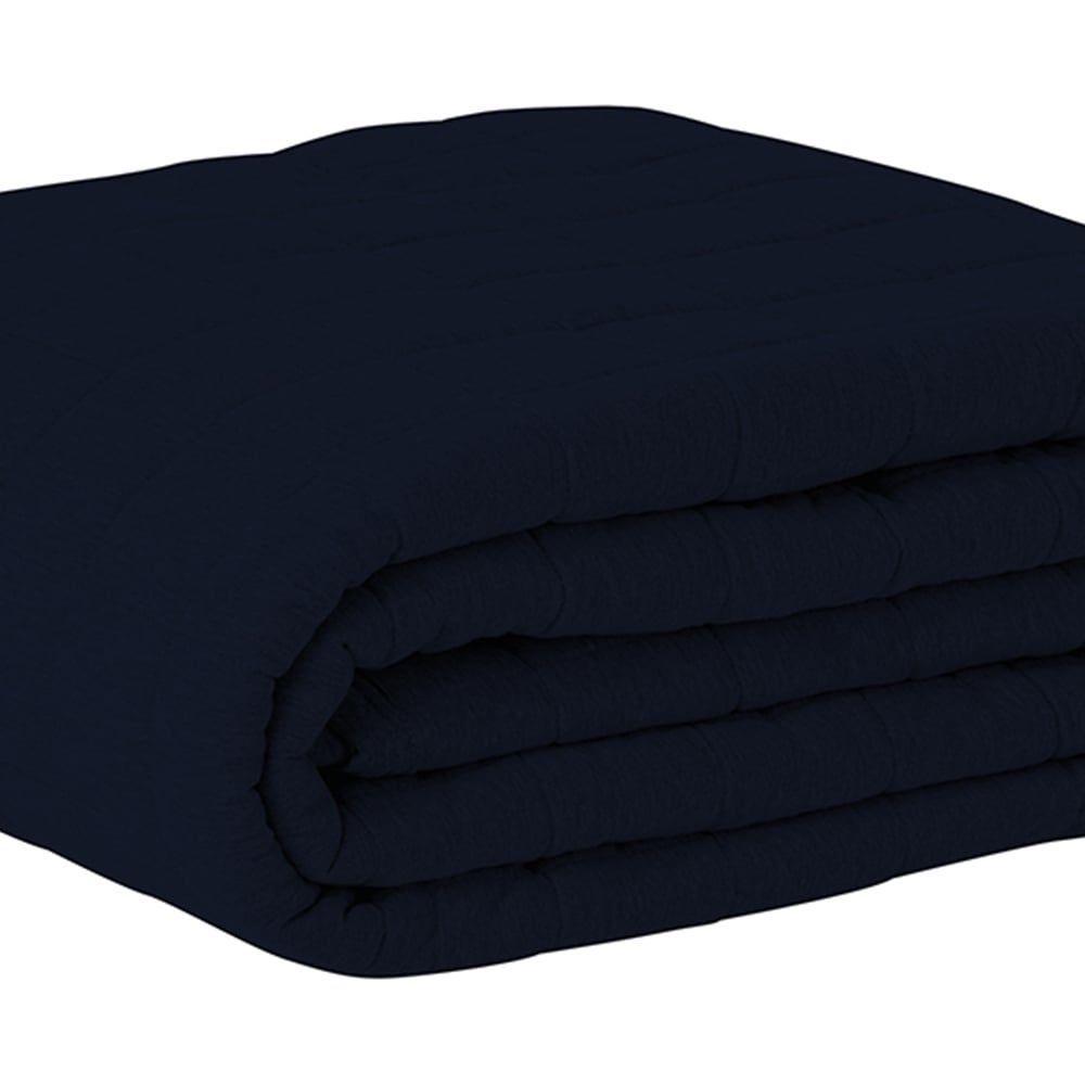 Cobre Leito Tecebem Casal Malha 100% Algodão Lisa 210 X 240cm Marinho - 1