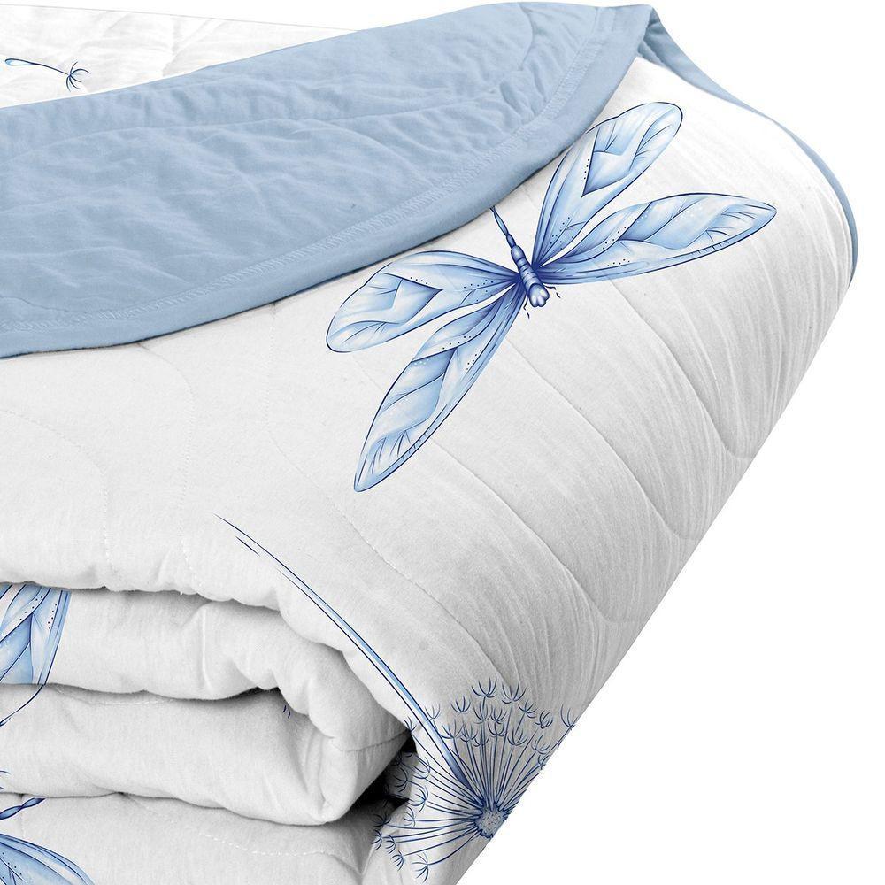 Cobre Leito Tecebem Solteiro Malha 100% Algodão Estampado Em Matelasse Karen 170 X 240cm Azul - 2