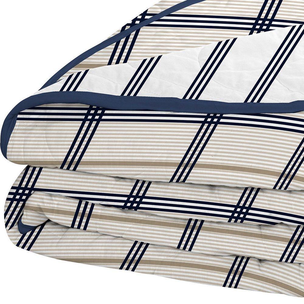 Cobre Leito Tecebem Solteiro Malha 100% Algodão Estampado Em Matelasse Otto 170 X 240cm Marinho - 3