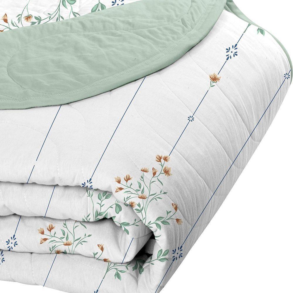 Cobre Leito Tecebem Solteiro Malha 100% Algodão Estampado Em Matelasse Fran 170 X 240cm Verde - 2