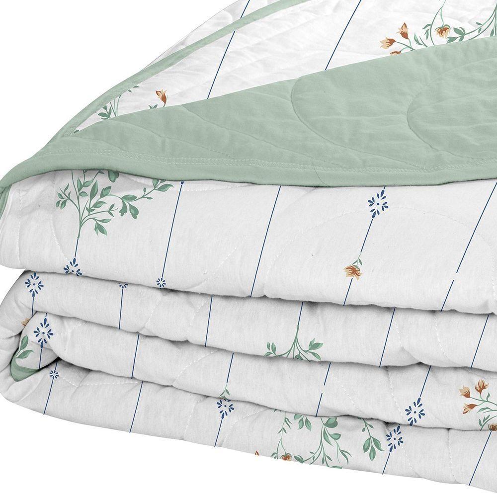 Cobre Leito Tecebem Solteiro Malha 100% Algodão Estampado Em Matelasse Fran 170 X 240cm Verde - 3