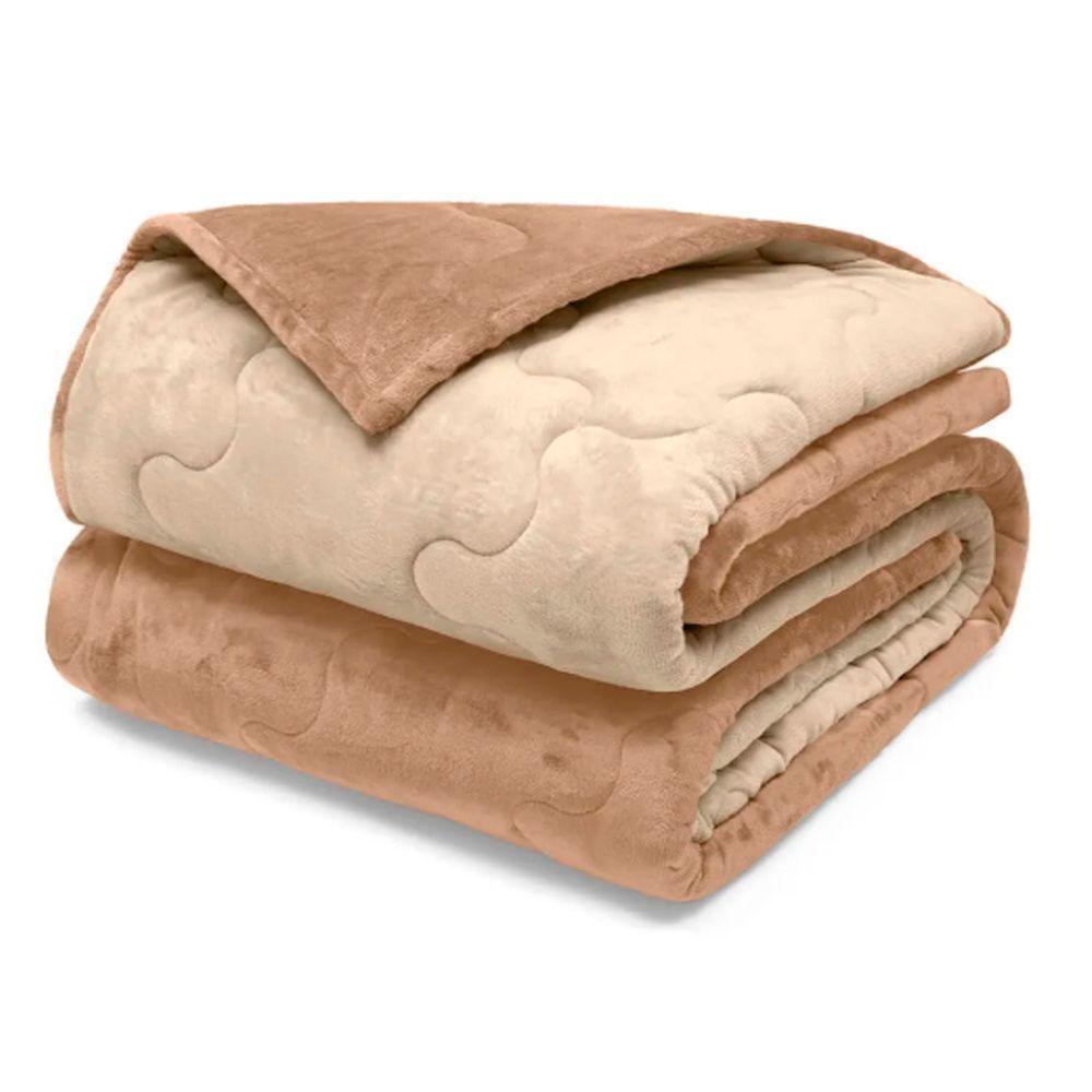 Edredom Buettner Solteiro Plush Flannel 100% Poliéster Dupla Face 160mx240m Khaki Escuro E Khaki Claro - 1