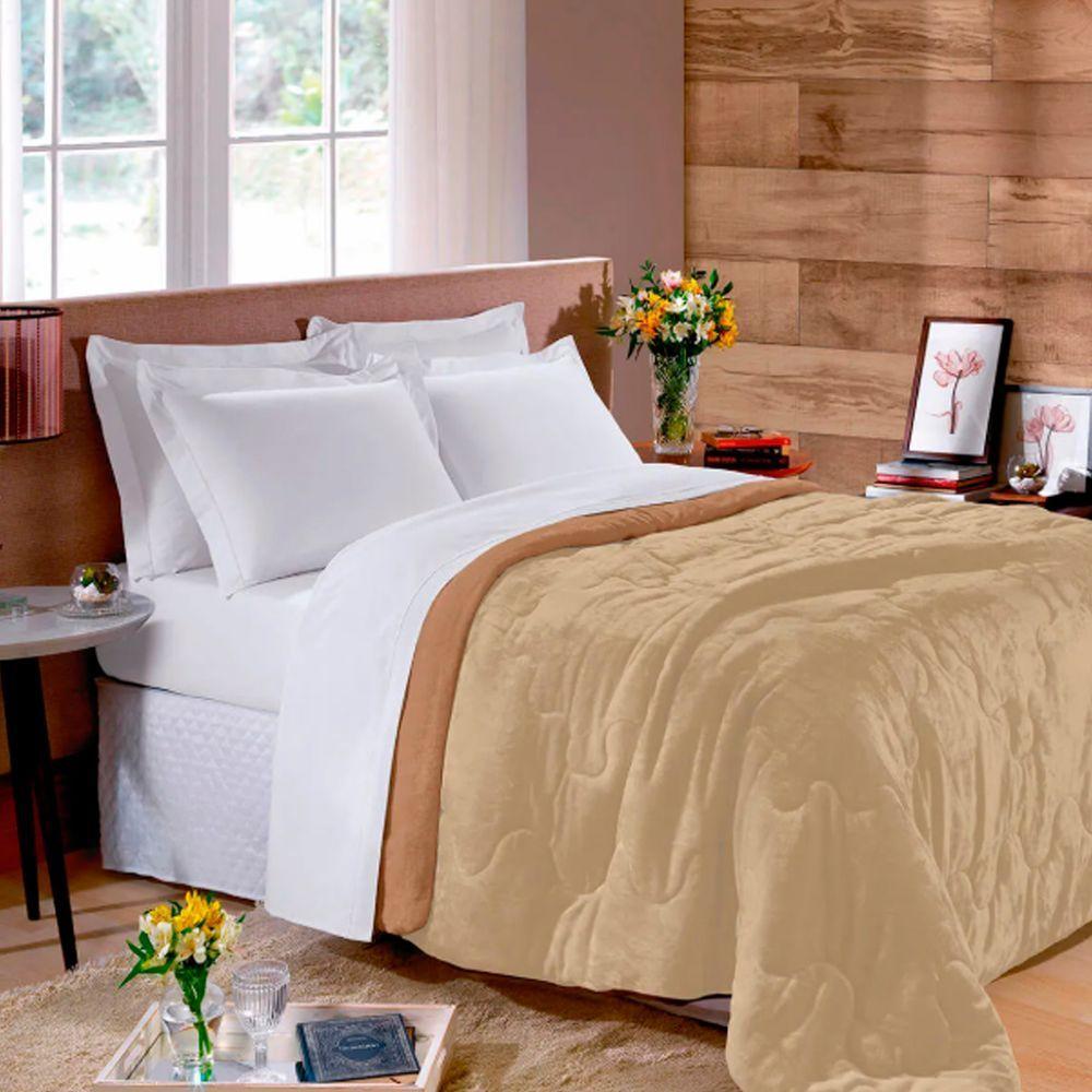 Edredom Buettner Solteiro Plush Flannel 100% Poliéster Dupla Face 160mx240m Khaki Escuro E Khaki Claro - 3