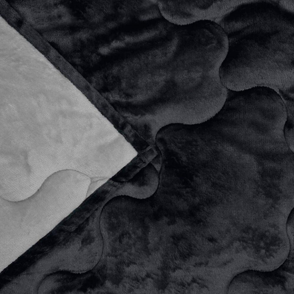 Edredom Buettner Solteiro Plush Flannel 100% Poliéster Dupla Face 160mx240m Preto E Metal Escuro - 3