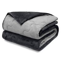Edredom Buettner Solteiro Plush Flannel 100% Poliéster Dupla Face 160mx240m Preto E Metal Escuro - 1