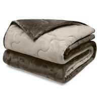 Edredom Buettner Solteiro Plush Flannel 100% Poliéster Dupla Face 160mx240m Chocolate Escuro E Chocolate Claro - 1