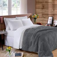 Edredom Buettner Solteiro Plush Flannel 100% Poliéster Dupla Face 160mx240m Metal Escuro E Metal Claro - 2