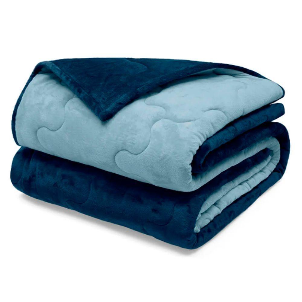Edredom Buettner King Plush Flannel 100% Poliéster Dupla Face 260mx280m Azul Jeans Escuro E Azul Jeans Claro - 1