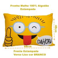 Fronha Portallar Malha 100% Algodão Estampa Localizada Emoji Dahora 48cmx68cm Branco - 3