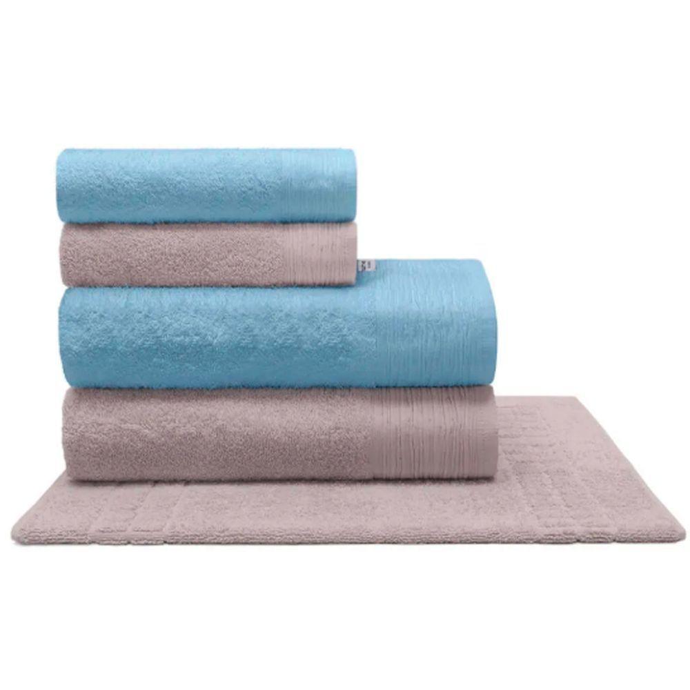 Jogo De Toalha Buettner Everest Nobre 100% Algodão Fio Penteado 5 Peças Azul E Bege - 1