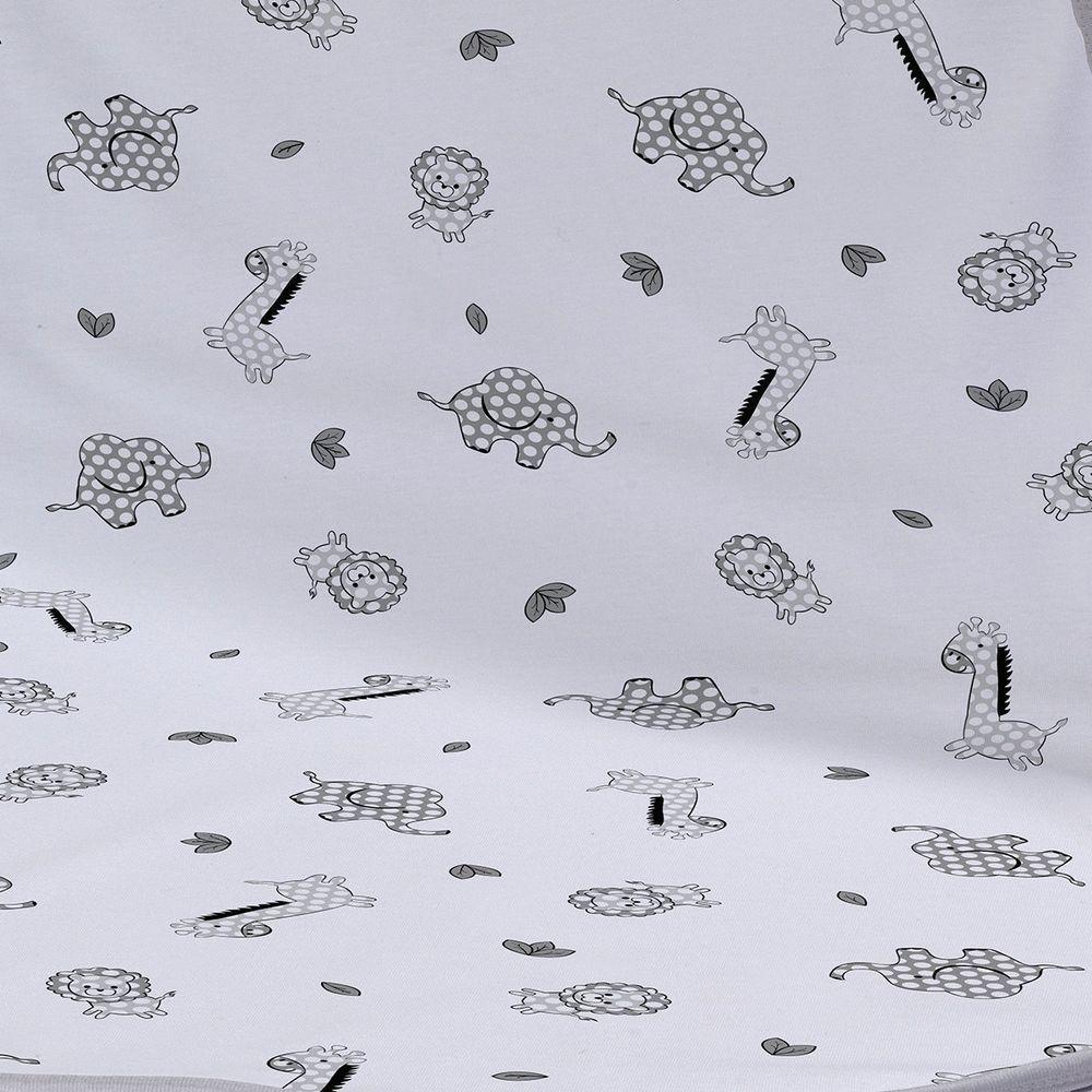 Cueiro Duplo Tecebem Baby Malha 100% Algodão Estampado Leon 80cm X 90cm Cinza - 3